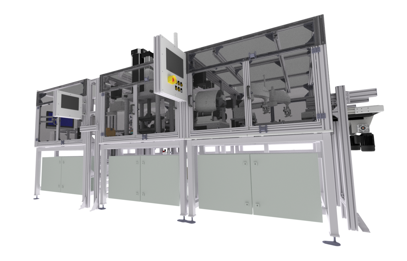 Pressing and packaging robotized workplaces